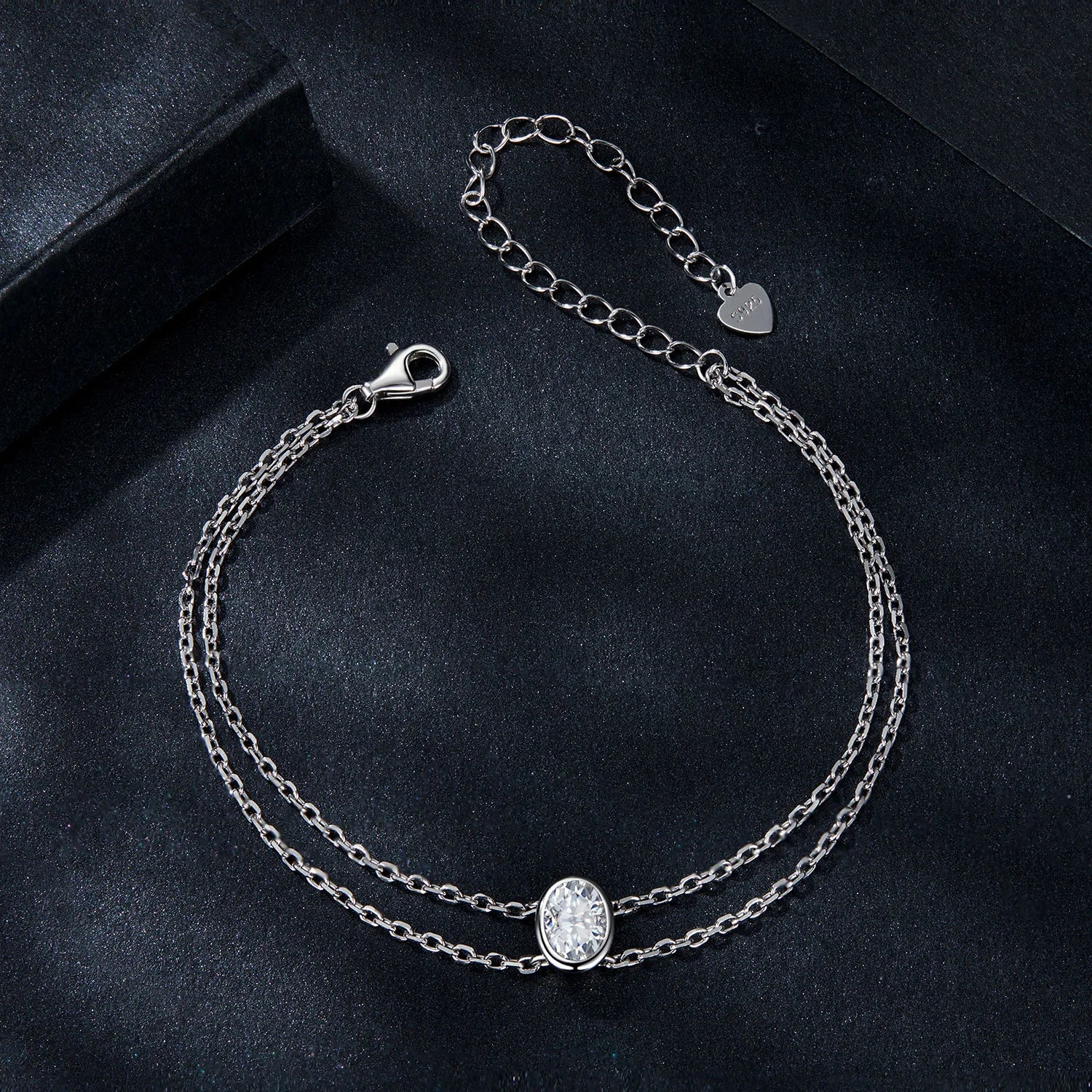 Light Luxury Fashion Double Layer 1Carat Oval Cut Moissanite Bracelet S925 Sterling Silver Jewelry Hand Jewelry Female