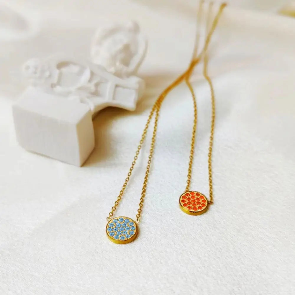 EManco Stainless Steel Birthstone Necklace Women Minimalist Dainty Necklace Shine Small Rhinestone Birthstone Chain Necklace