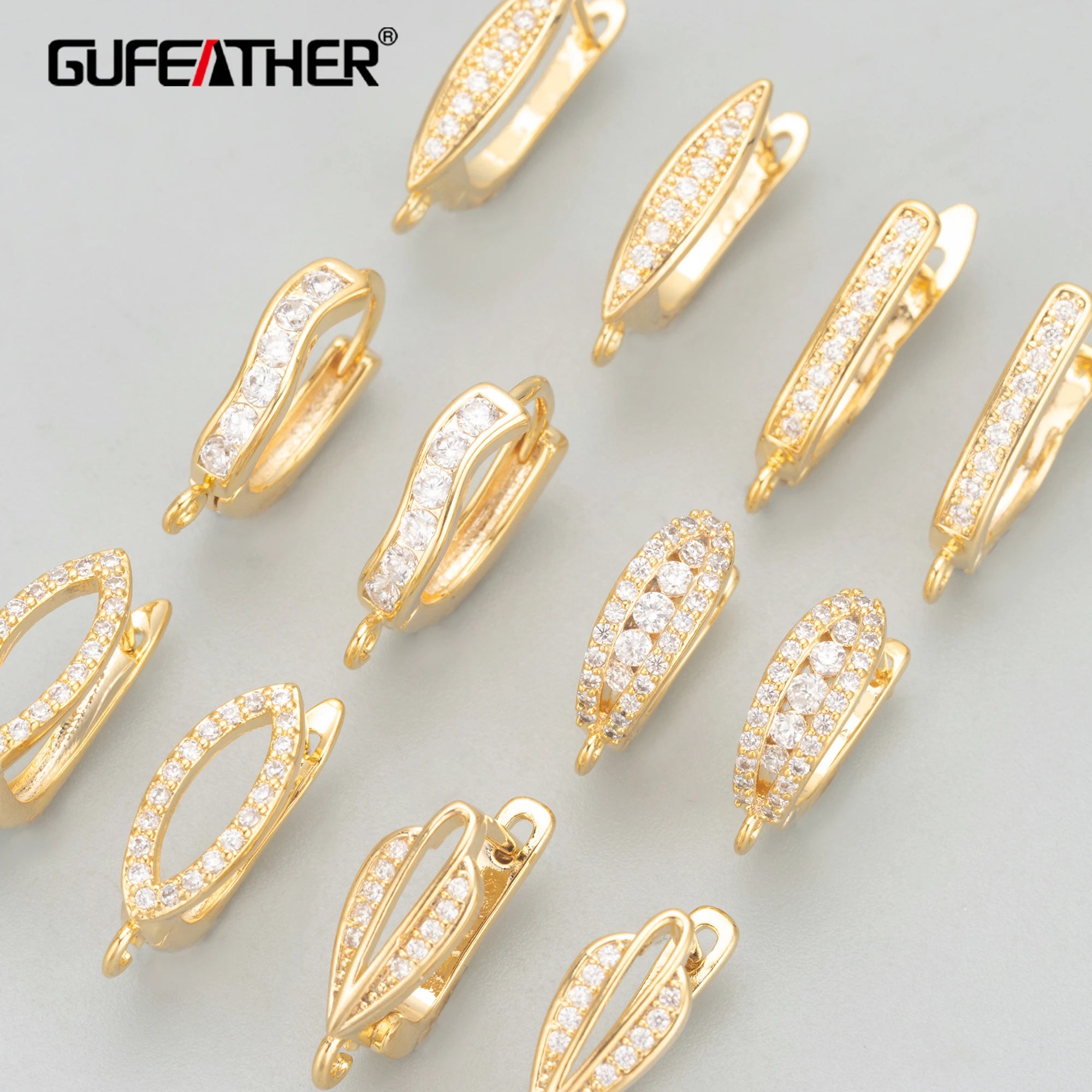 MC85  Jewelry Accessories18k Gold Rhodium Platednickel Freecopperzirconcharmsclasp Hooksfindings & Components10pcs/lot
