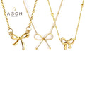Ason Fashion Bead Chain Waterproof Jewelry PVD Gold 18k Non Tarnish Necklace Pendant Personalization Bowknot Necklace for Women