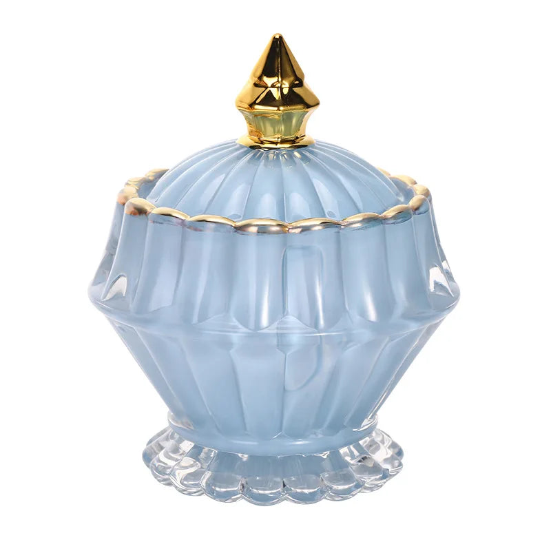 ZHUODI Luxury Modern Simple Crystal Blue Fragrance Cosmetic Glass Brush Storage Candle Tins Multifunctional Candles Accessories