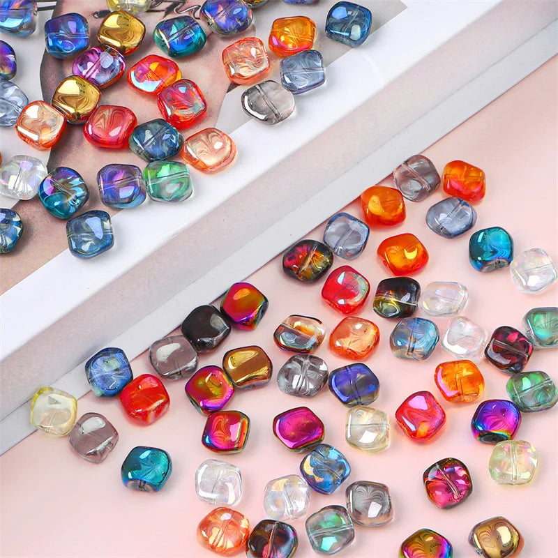 Wholesale 11*12mm Irregular Crystal Beads DIY Necklace Bracelet Accessories Gradient Color Glossy Glass Beads for Jewelry Making