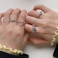 Korean Vintage Heart Open Ring for Women - Ins Fashion Retro Minimalistic Luxury Niche High-End Statement Ring