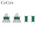 CZCITY Earring Set Simple Geometric Korean Stud Silver 925 Woman Style Colourful Designer Popular Earings