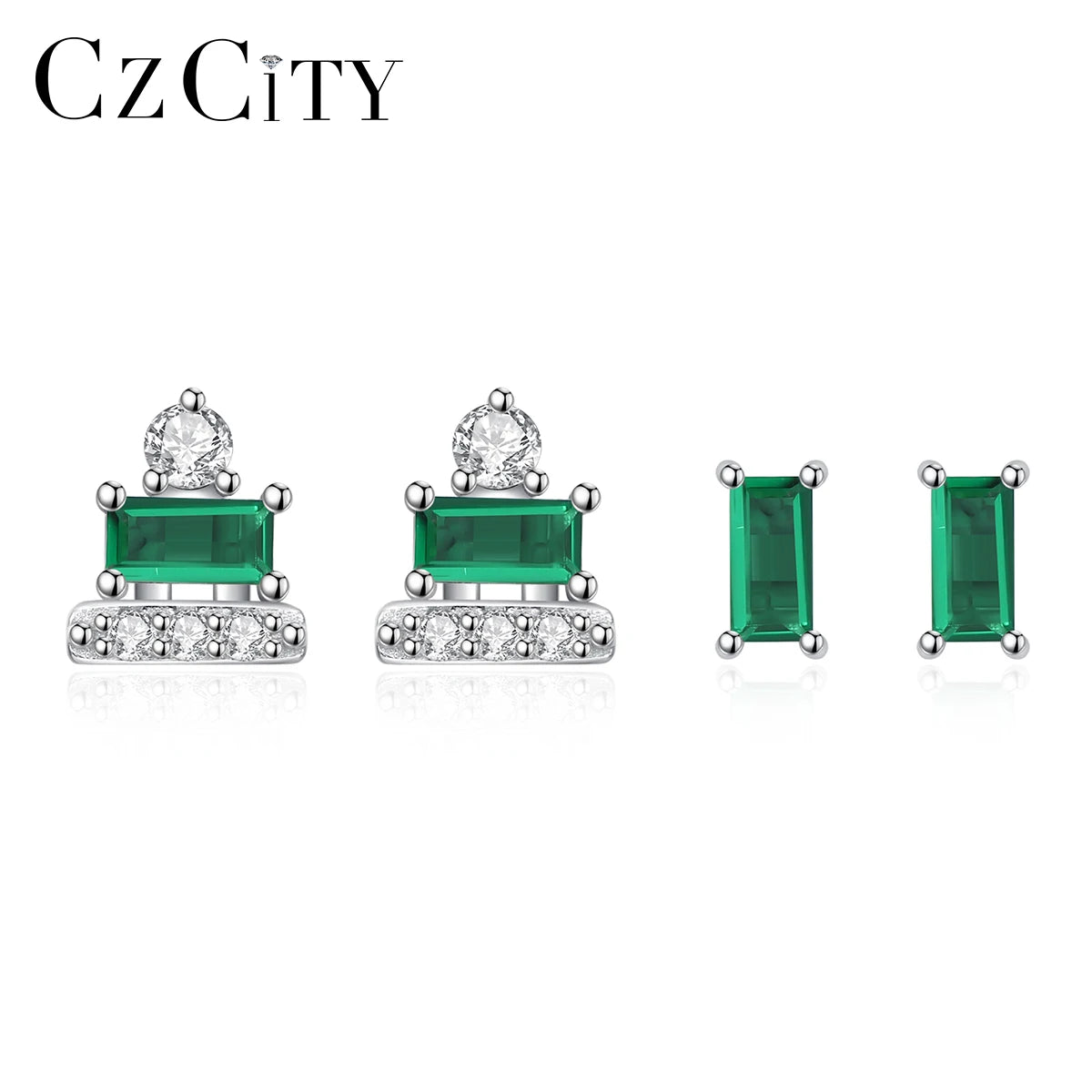 CZCITY Earring Set Simple Geometric Korean Stud Silver 925 Woman Style Colourful Designer Popular Earings