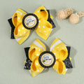 CN 2Pcs Cartoon Grosgrain Ribbon Boutique Hair Bow Clip Bee Ladybug Hair Pins Polka Dot Hair Clip Girls