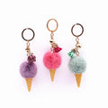 New Plush Ice Cream Cute Carabiner Key Chain Cone Car Key Ring Decoration Gifr Plush Key Chain for Girl Boy