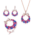 Fashion Cute Christmas Wreath Bow Silver Jewelry Set Pendant Ring Earring 925 Sterling Jewelry Sets for Women