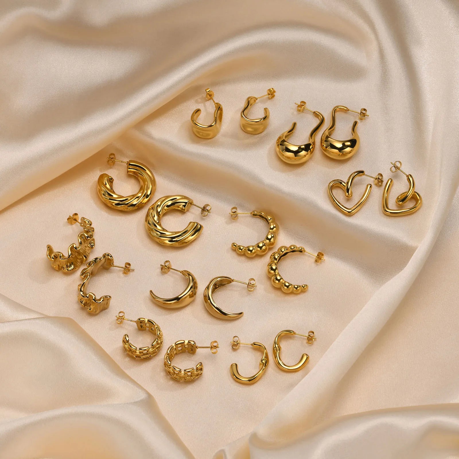 Stainless Steel Fashionable and Unique Geometric Ushaped Earrings 18K Goldtone Ear Accessories for Women
