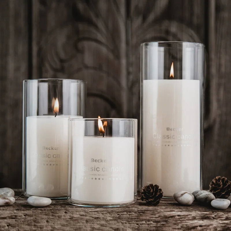 Wholesale Custom Size Candle Chimney Windproof Candle Holder Floor Desktop High Borosilicate Glass Candle Cup Jars Cover