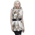 MWFur Winter Fashion Rabbit Fur Vest Sleeveless Gilet Waistcoat Hooded Winter Natural Fur Vest Large Size Women