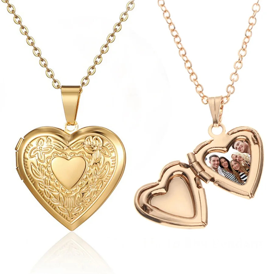 2024 Love Heart Secret Message Stainless Steel Locket Necklace Pendant Strand DIY Photo Locket Vintage Gift for Lover Couples