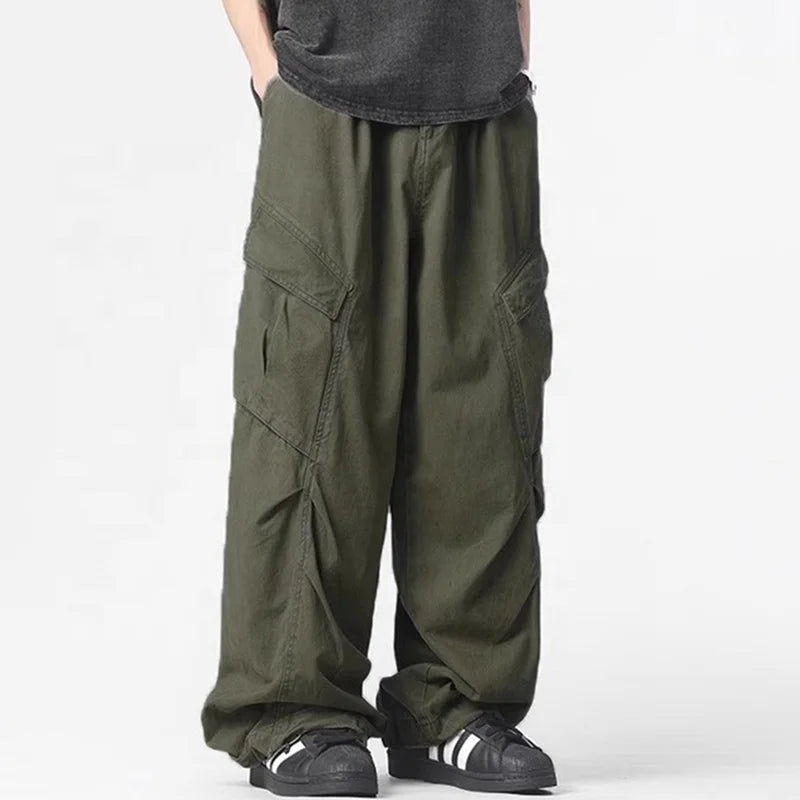 Rainbow Spray 2025 Autumn and Winter Men's Pants Streetwear Vintage Fashion Multi-Packet Straight Leg Overall Pants for Men