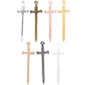 YuenZ 7 Colors 55*16mm Alloy Antique Knight Sword Charms for Jewelry Making DIY Handmade Weapons Personality Necklace Pendant