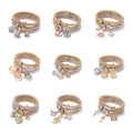 3PCS Set Trendy Fashion Tree of Life Heart Crown DIY Charms Bangle Popcorn Chain Welded Bracelet for Women Bulk Jewelry