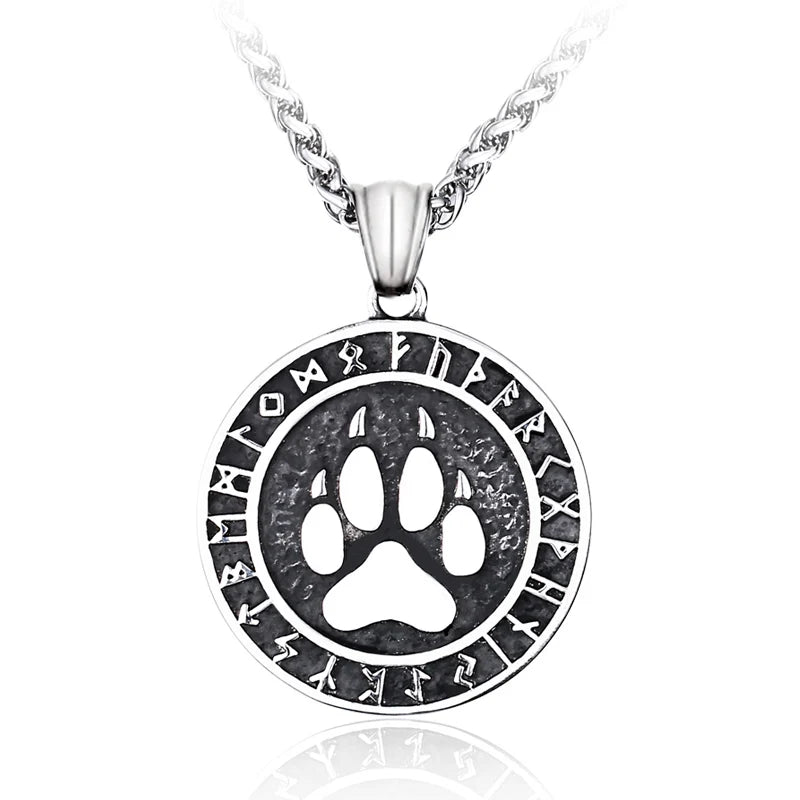 SS8-280P Steel Soldier Popular in North Europe Viking Mens Arrow and Bear Claw Pendant Necklace Charm Men Jewelry