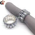 Shining Clear Rectangle Crystals Napkin Holder Wedding Table Decoration with Elegant round Ring Made of Durable Metal
