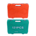 121-Piece General Household Auto Repair Tool Set Steel Wrenches Tape Hard Plastic Toolbox Storage Case Customizable OEM Box Bit