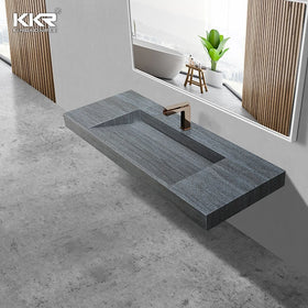 Bathroom Furniture Rectangle Wall Hung Basins Artificial Stone Solid Surface Bathroom Sinks China Factory Kkr