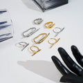 PVD 18K Gold Plated Stainless Steel Jewelry Simple Lines Staggered Zircon Open Ring Waterproof for Woman Ring R254461