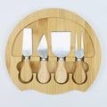 Custom Round Cheese Serving Tray Natural Bamboo Cheese Board and Knife Set Charcuterie Board Cheese Boards for Gift