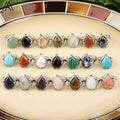 Teardrop Stone Silver Ring  Drop Crystal Gemstone Bands for Men Jewelry