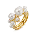 Women's Fashion Gold Plated Metal Cuff Bracelets Big Pearl Hinged Open Bangle Jewelry