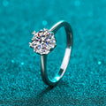Silver 925 Original 1 Carat Diamond Test Past Brilliant Cut Sparkling D Color Moissanite Romantic Flower Ring Gemstone Jewelry