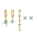 5pcs/set Prevent Allergy Silver Stud Earrings for Women New Trendy Elegant Flowers Tassel Party Jewelry Wholesale