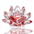 Red Polished Crystal Lotus Flower Figurine with UV Printing 8.5cm C&H CRYSTAL for Home Decoration