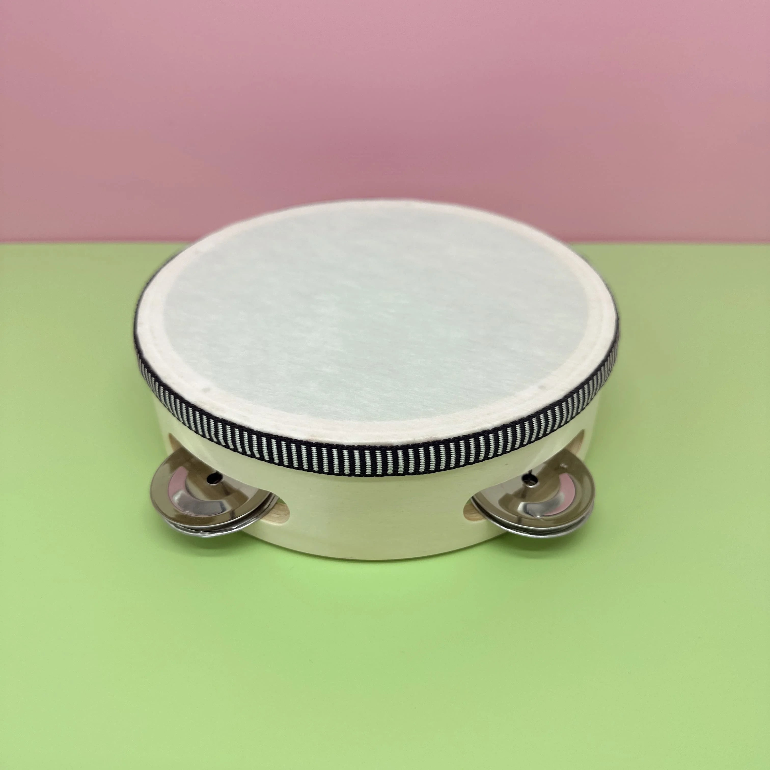 6"Natural Wooden Drum Rattles Tambourine 6 Inch Tambourine Wooden Material Handheld Drum Playing for Church Party Wedding