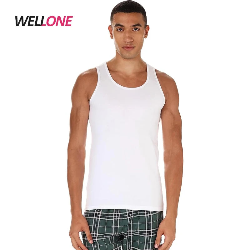Breathable Sports Casual 100% Cotton Plain Dyed Custom Logo No Brand Blank White Men Ribbed Workout Tank Top