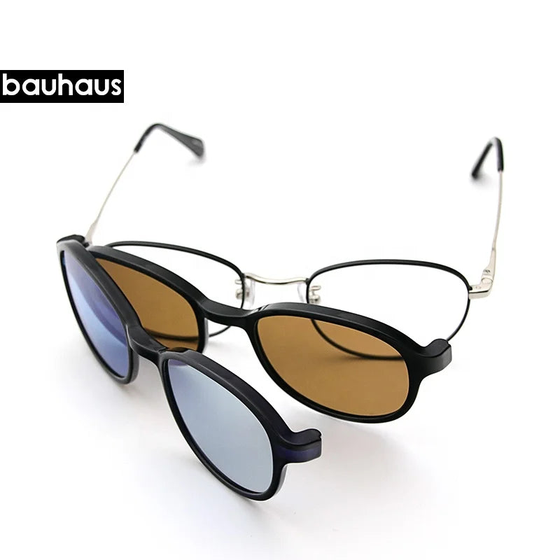 3129 Round Metal Sunglasses Magnetic Clip on Frame Eyewear