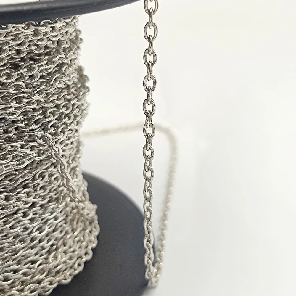 Factory Wholesale 3mm Round WIre Cable Chain Joyas De Plata Necklace Making 925 Silver Chain Rolls