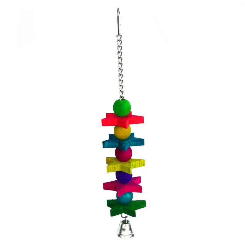 Eco-Friendly Simple Style Wood Stars Toy for Medium Parrots Conures Quakers for Bird Cage Stand or Playgym