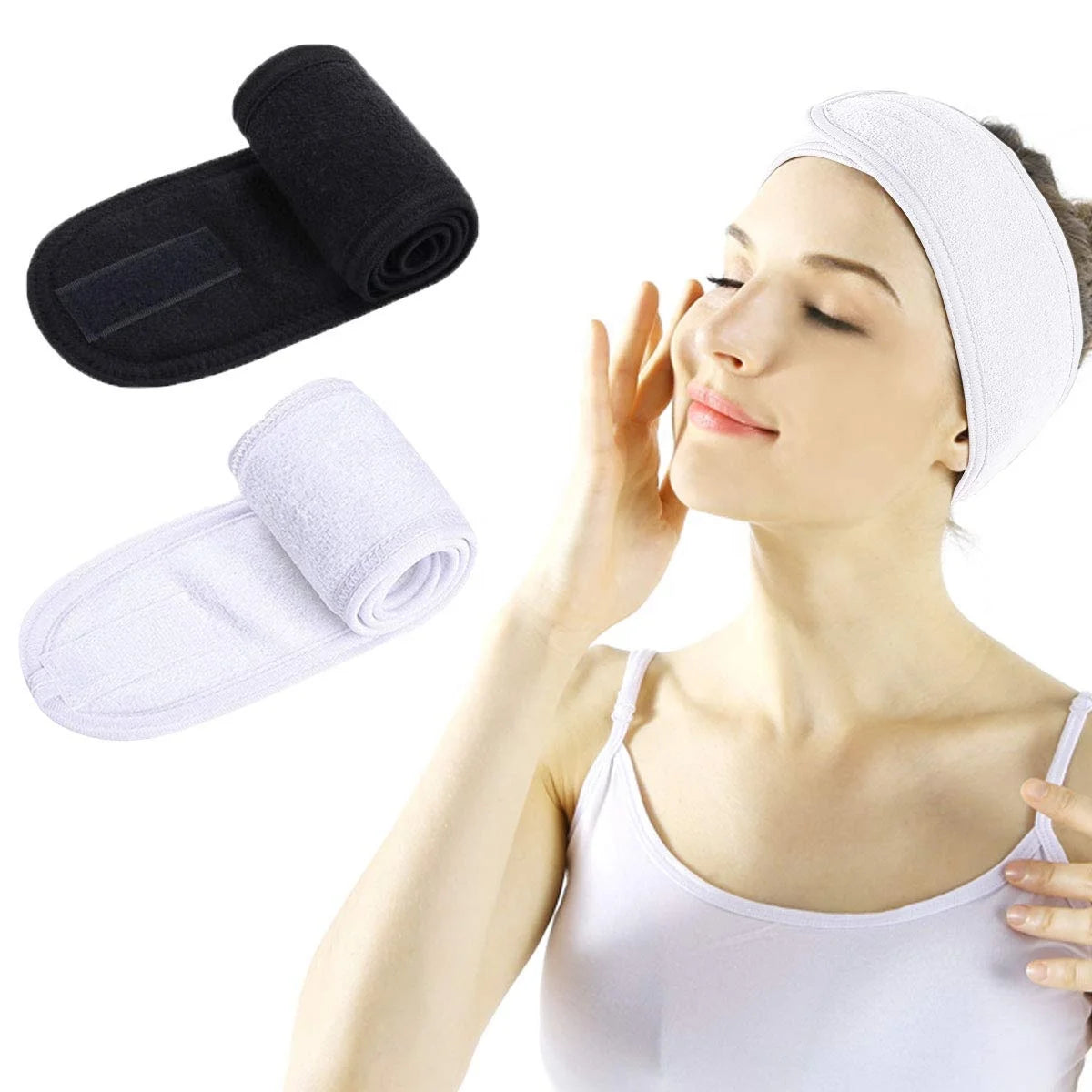 Women's Fashion Mix Colors Spa Hair Band Soft Makeup Headband Cosmetic Shower Use European American Style Pure Cotton 8.5x60cm MegaBDM