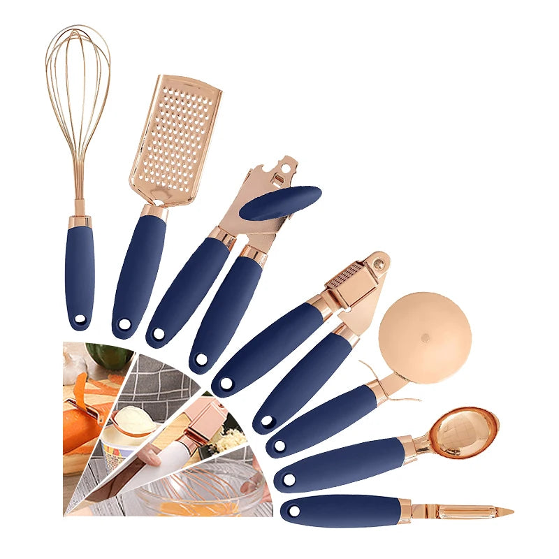 9 Pcs Disposable Kitchen Tools Gadget Set Spoon Colander Cookie Cutter Cream Planer Bowl Clip Bottle Opener