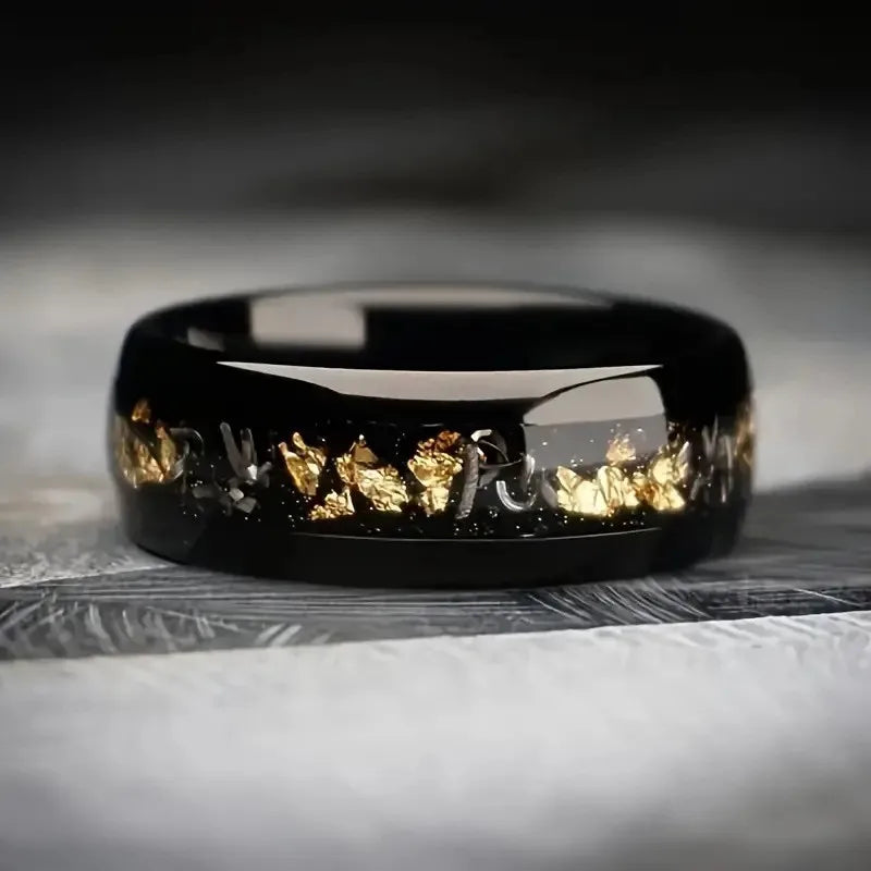 Hot Sale Cool Stainless Steel Rings Simple Black Plated Rings Punk Gold Foil Finger Rings for Unisex