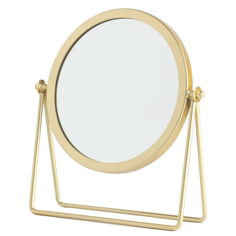 Nordic Plastic Single-Sided Cosmetic Mirror with Zinc Alloy Finish Modern Desktop Dressing Table Mirror