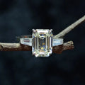Fine Jewelry 4Ct Emerald Cut Solitaire Ring White Plated S925 Sterling Silver VVS Moissanite Diamond 4pcs Emerald Cut Ring Set