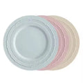 New Design Wedding 14 Inch Ceramic Tableware Lace Scalloped Embossed Cream Pink Blue Wholesale Porcelain Dinner Charger Plates