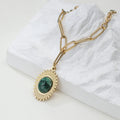 Fashion OL Gold Plated Stainless Steel Animal Shape Natural Stone Trendy Link Chain Necklace for Women Wedding Party Gift