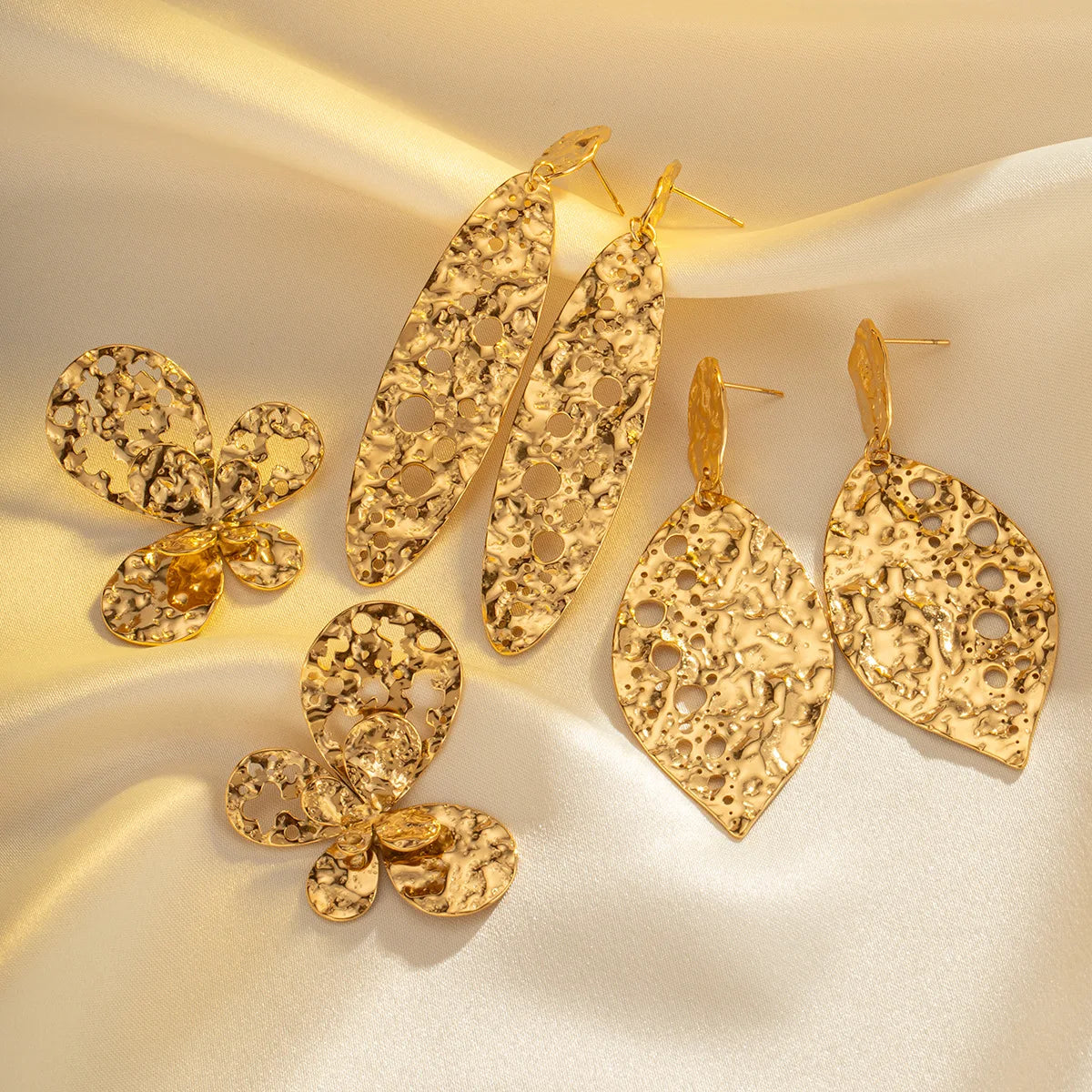 Hollow Butterfly Leaf Shape Lager Stainless Steel Ear Rings Jewelry Geometric Statement Earring 18 K Gold Plated Jewelry