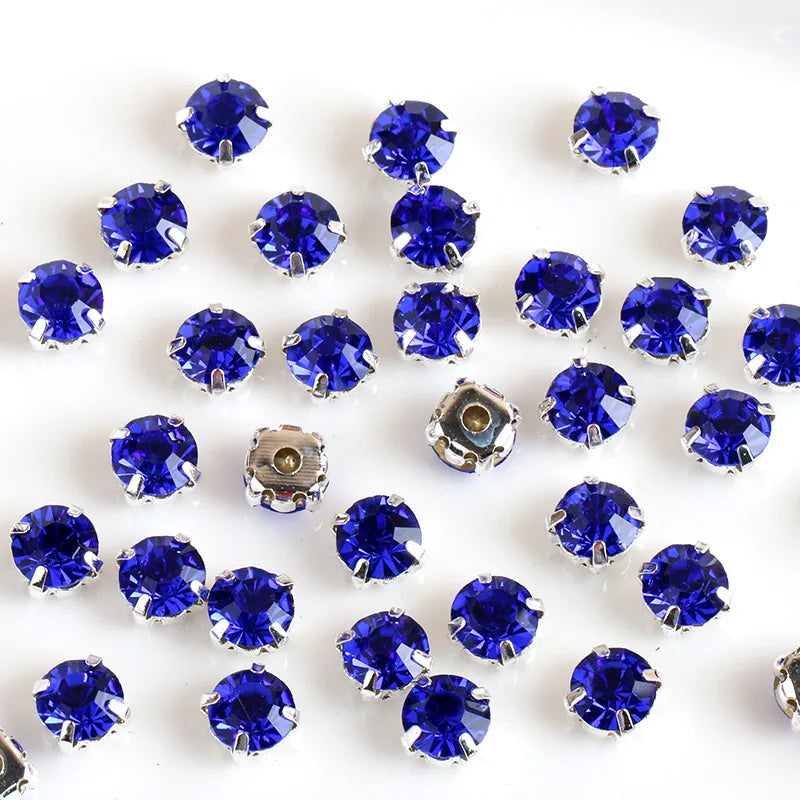 3mm to 10mm Claw Drill Rhinestones Diy Wedding Dress Bag Decorative Gold Silver Claw Diamond Hole Hand Sewing Glass Rhinestones