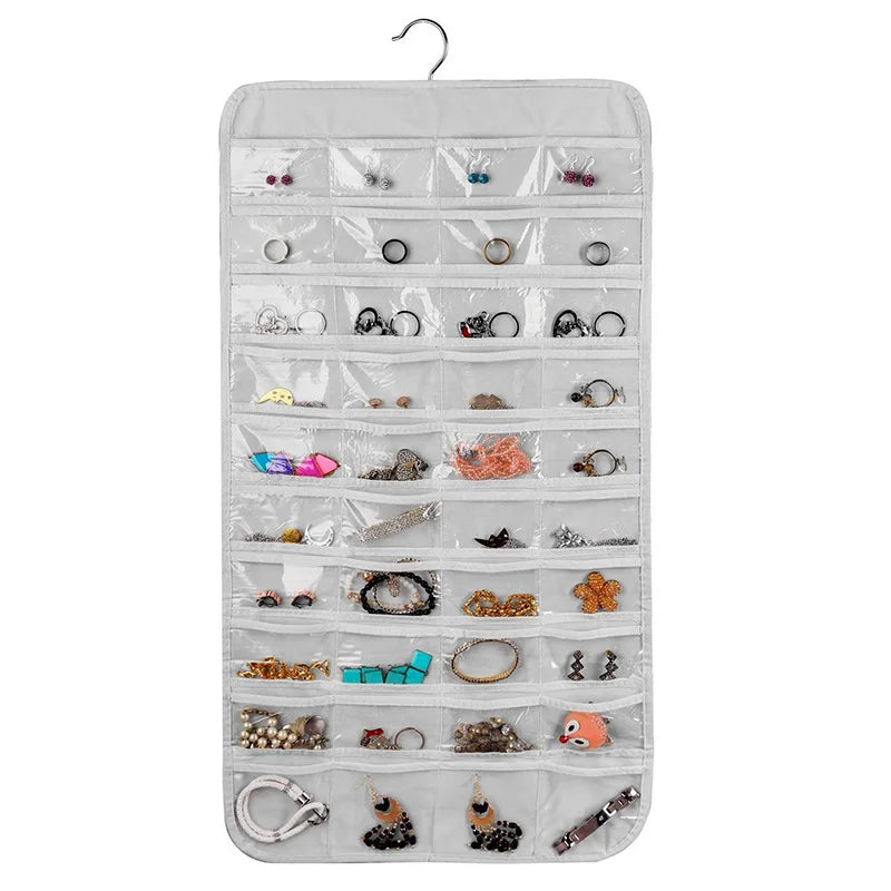Best Selling Zippered Hanging Jewelry Organizer80 Pocket Organizer for Holding Jewelries