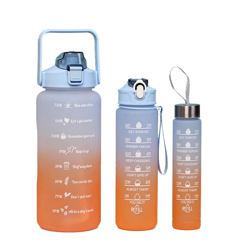 2023 Creative 3pcs Set Tomatodo 3 En 1 Motivational Water Bottle With Time Marker 2000ML + 900ML +500ML