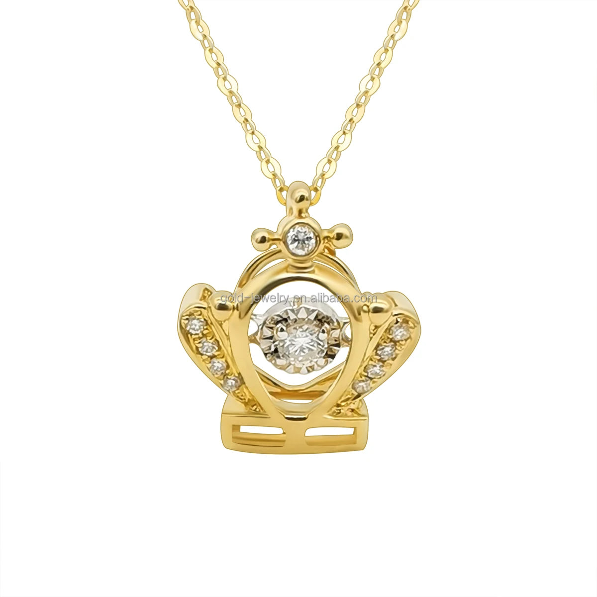 Chinese Gold 18k Pure Gold Pendant Dancing Diamond Necklace AU750 Rose Gold Necklace Women Gift Wholesale