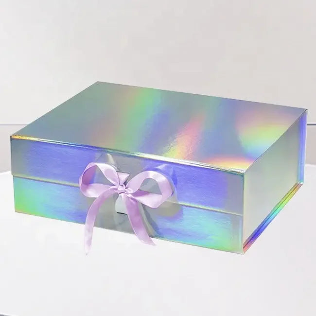 Sliver Luxury Aircraft Holographic Paper Box Magnetic Foldable Holographic Shipping Gift Box Foldable Holographic Packaging Box