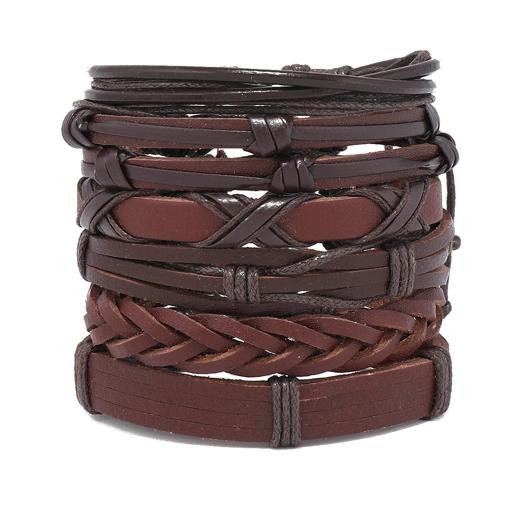 Wholesale 6pcs Handmade Vintage Leather BOHEMIA Bracelets for Women Fashion Charm Accessories