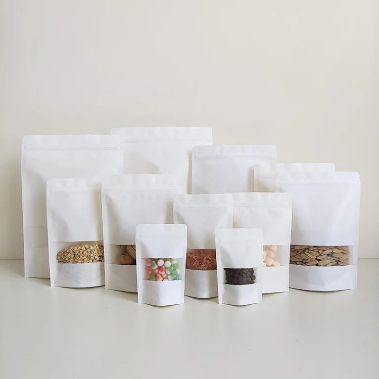 30x40cm White Kraft Paper Pouch with Window